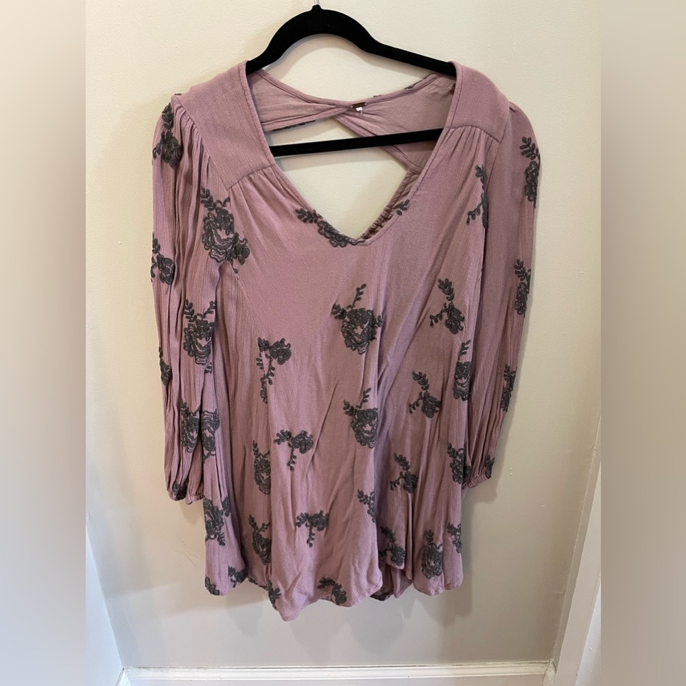 Free People Emma Embroiderer Dress with Pockets - Color Elderberry - Size Small